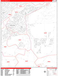 Rancho Cordova Wall Map Zip Code Red Line Style 2026